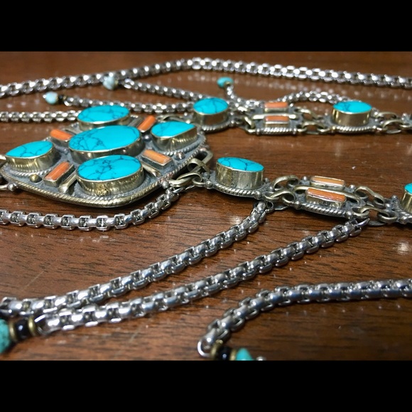 SOLD Free People silver necklace turquoise - Picture 7 of 8